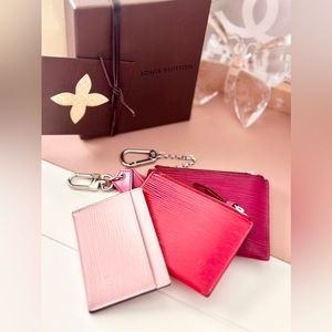 Louis Vuitton Multicolor 
Pink Epi Leather Trio 
Card Wallet Keychain